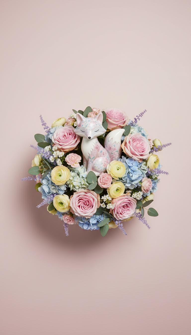 Bespoke Floral Centerpiece With Whimsical Figurine